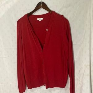 Red cardigan